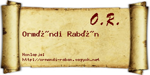 Ormándi Rabán névjegykártya
